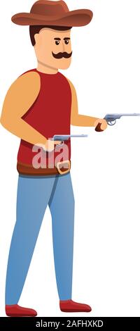 Cowboy with mustache icon. Cartoon of cowboy with mustache vector icon for web design isolated on white background Stock Vector