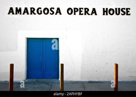 DEATH VALLEY, CALIFORNIA-OCTOBER 30, 2011: The blue doors of the Amargosa Opera House in Death Valley junction, California. Stock Photo