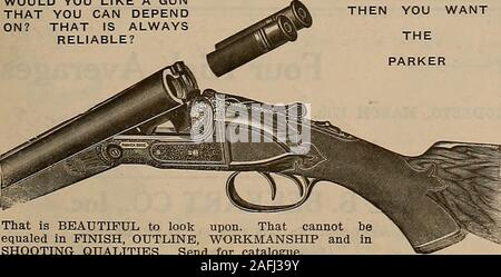 . Breeder and sportsman. ITHACA GUNS THIS Illustration shows our No. 7 $300 list gun. It is impossible toshow by a cut the beautiful finish, workmanship and material of thisgrade of gun, it can, only be appreciated after you have handled j and examined the gun for yourself. It is fitted with the best Dam-ascus or Wnitworth Fluid Steel barrels, the finest figured Walnut stockthat Nature can produce, is hand checkered and engraved in the mostelaborate manner with dogs and birds inlaid in gold. Send for Art Cata-log describing our complete line, 17 grades, ranging in price from $17.75net to $300 Stock Photo