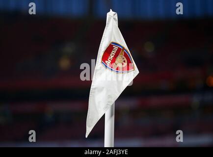 LONDON, United Kingdom, DECEMBER 15.Corner Flag during English Premier League between Arsenal and Manchester City at Emirates stadium, London, England on 15 December 2019. (Photo by AFS/Espa-Images) Stock Photo