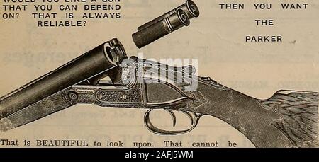 . Breeder and sportsman. ITHACA GUNS THIS illustration shows our No. 7 $300 list fun. It is impossible toshow by a cut the beautiful finish, workmanship and material of thisgrade of gun, it can only be appreciated after you have handled^^^ and examined the gun for yourself. It is fitted with the best Dam-ascus or Whitworth Fluid Steel barrels, the finest figured Walnut stockthat Nature can produce, is hand checkered and engraved in the mostelaborate manner with dogs and birds inlaid in gold. Send for Art Cata-log describing our complete line, 17 grades, ranging in price from $17.75net to $300 Stock Photo