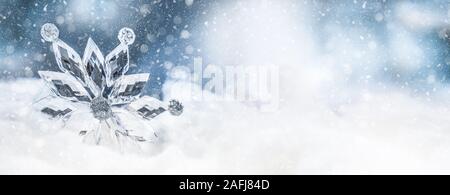Ice christmas star on snow. Merry Xmas concept Stock Photo