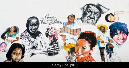 Street art on a wall in Campeche Stock Photo