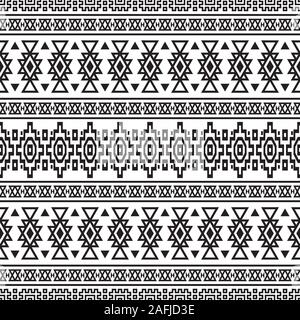 Seamless Etnic Pattern in black and white color. BW Tribal Aztec Pattern Stock Vector