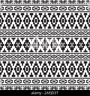 Seamless Etnic Pattern in black and white color. BW Tribal Aztec ...
