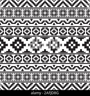 Seamless Etnic Pattern in black and white color. BW Tribal Aztec Pattern Stock Vector