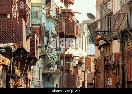 Residential area within the historic district (Al Balad) in Jeddah, Saudi Arabia Stock Photo