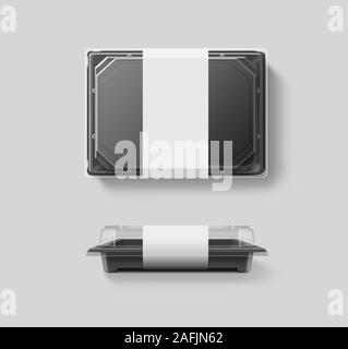 Blank plastic disposable food container mockup, transparent lid, isolated Stock Photo