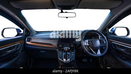 Car inside isolated on white background. Stock Photo