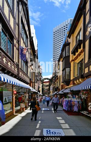 Perth, WA, Australia - November 28, 2017: Unidentified people in London Court, preferred shopping and dining arcade in the capita of Western Australia Stock Photo