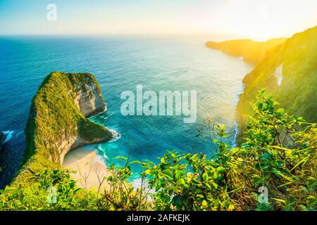 Manta Bay or Kelingking Beach on Nusa Penida Island, Bali, Indonesia Stock Photo