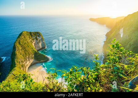 Manta Bay or Kelingking Beach on Nusa Penida Island, Bali, Indonesia Stock Photo