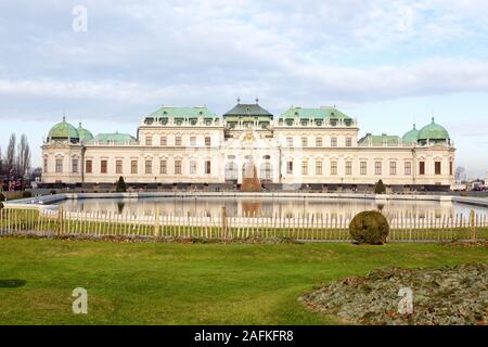 The 18th century Upper Belvedere Palace, Vienna Austria, seen in Winter, Vienna Austria Europe Stock Photo