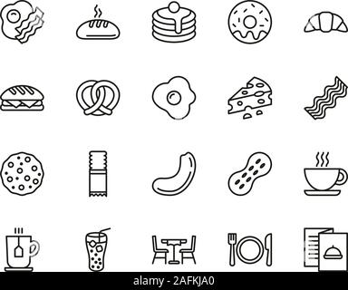 Breakfast Icons Thin Line Set Big Stock Vector