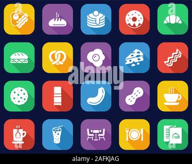 Breakfast Icons Flat Design Set Big Stock Vector