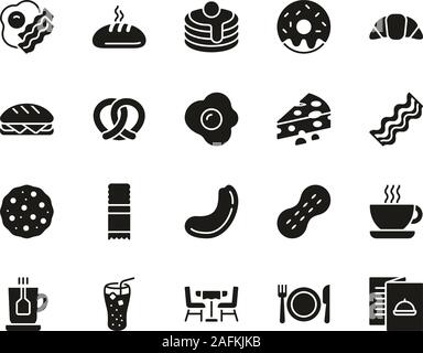 Breakfast Icons Black & White Set Big Stock Vector