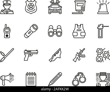 Police Highway Patrol Icons Thin Line Set Big Stock Vector
