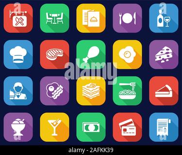 Restaurant Icons Flat Design Big Set Stock Vector