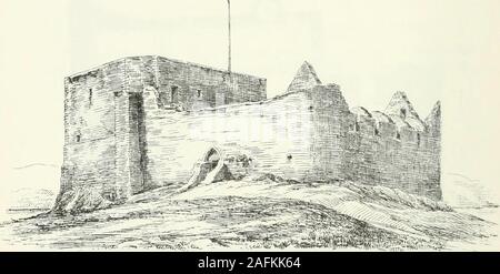 . The castellated and domestic architecture of Scotland, from the twelfth to the eighteenth century. m the wall of enceinte,and is clearly an addition of the second period, its construction beingexactly similar to that of the other large keeps of the period on the FIRST PERIOD — 48 DUART CASTLE mainland, such as Dundonald in Ayrshire, and Drum in Deeside. Thekeep has in this case, as in many others in the West, been added tothe primitive wall of enceinte. The entrance gateway to the courtyard(Fig. 12) is in the centre of the south wall. The original opening was6 feet wide, surmounted with a pl Stock Photo