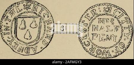 . Trade tokens issued in the seventeenth century in England, Wales, and Ireland. Stock Photo