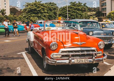 Havana, Cuba - October 18, 2019: Classic Car at the Revolution Plaza in Havana Stock Photo