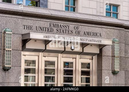 Ottawa, CA - 9 October 2019: Facade of the Embassy of the United States of America Stock Photo