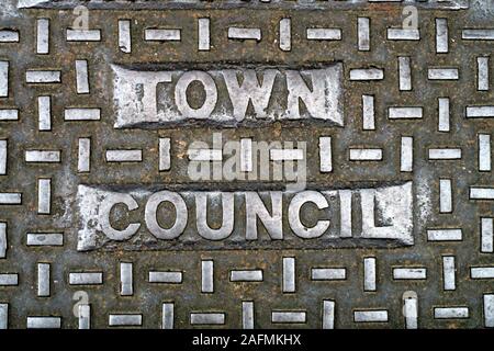 Bridgwater Grid, Bridgwater Town, Somerset, South West of England, England, UK - embossed with Town Council Stock Photo