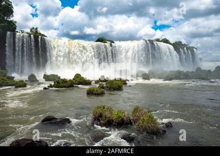 Spectacular Panoramic View of Iguazu Falls as viewed from Brazil in South America Stock Photo