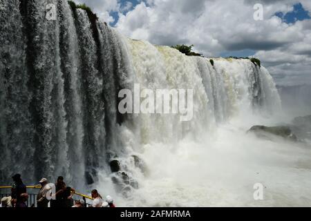 Spectacular Panoramic View of Iguazu Falls as viewed from Brazil in South America Stock Photo