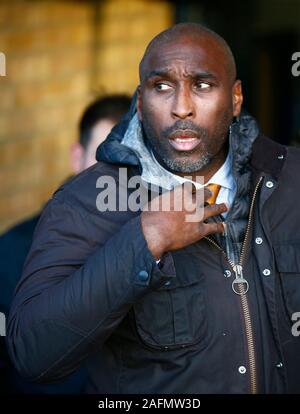 Southend United Kingdom. 14th Dec, 2019. Sol Campbell manager of Southend United during English Sky Bet League One between Southend United and Rotherham United on December 14 2019 at Roots Hall Stadium, Southend, England (Photo by AFS/Espa-Images). Credit: csm/Alamy Live News Stock Photo