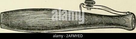 . Practical electricity in medicine and surgery. Fig. 200—Plain Electrode Handle. (Barrett.). Fig. 201.—Interrupting Electrode Handle. (Barrett.) Some makers have introduced various complicated arrange-ments in the handles of electrodes. Among these are commu-tator handles and rheostat handles. All these accessories are,however, better introduced in some other portion of the circuit. ELECTRODES, OR RHEOPHORES. 239 Stock Photo