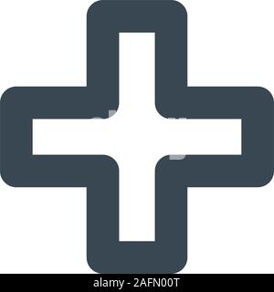 Medical cross emblem line icon, outline vector sign, linear style pictogram isolated on white. Symbol, logo illustration. Stock Vector
