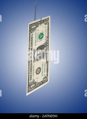 Dollar on fishing hook Stock Photo