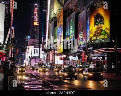 CIRCA January 2017: A night walk through the streets of New York Stock Photo