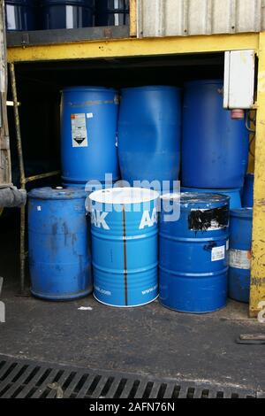 industrial chemical waste, disposal containers Stock Photo
