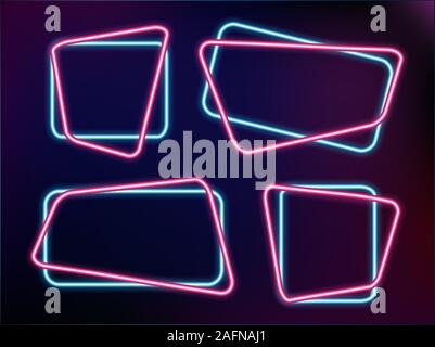 Abstract Neon Frame Template on Dark Background Vector Illustration Stock Vector