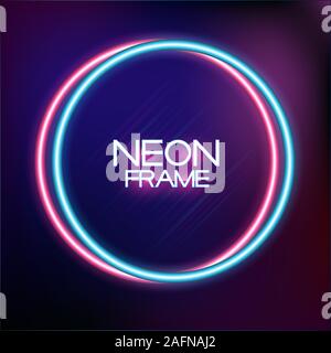 Abstract Neon Frame Template on Dark Background Vector Illustration Stock Vector