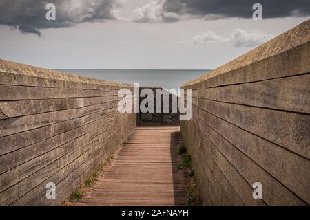 A footbridge leading over the railway line in Dawlish, Devon, England, UK Stock Photo