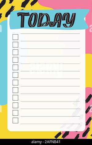Memphis style. Template for agenda, planners, check lists Stock Vector