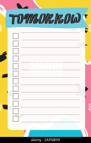 Memphis style. Template for agenda, planners, check lists Stock Vector