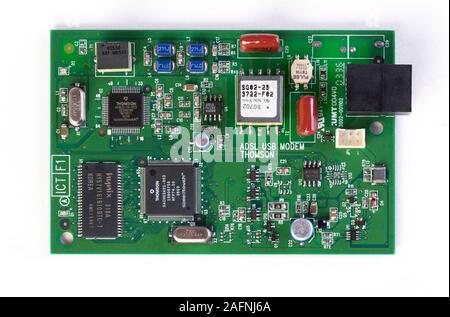 electronic components on surface mount circuit board Stock Photo