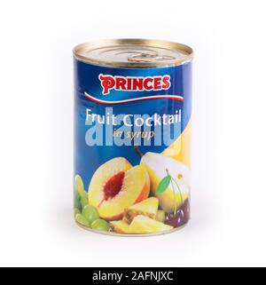 tin of Princes Fruit Cocktail in syrup Stock Photo