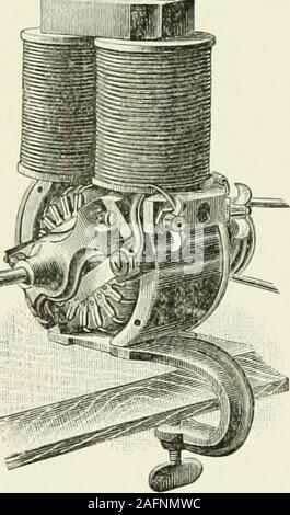 . Practical electricity in medicine and surgery. FIG. 106. fig. 107. — thermo-electric al ap-paeatus (Thermopile.) tively far removed,—so far, indeed, as to leave a sensitivethermometer entirely unaffected,—the galvanometer, if a properone is used, will give an appreciable deflection and showr^n .gn clearly that the junctions have become. w&gt;% Stock Photo