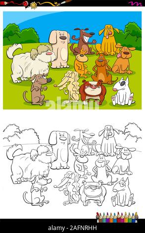 cartoon funny dogs characters coloring book page Stock Vector Image ...