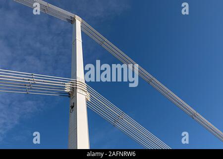 Cables, Severn Bridge river crossing, Chepstow, UK Stock Photo