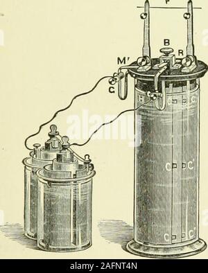 . Practical electricity in medicine and surgery. attery is to make its final resistance as nearly as possibleequal to the given external resistance. This equality can alwaysbe approximated to, and the more nearly equal the resistancesmay be, the larger will be the current from the battery throughthat particular external resistance. This rule does not apply to the storage battery, because wehave in this case to consider also the maximum discharge-ratefor which the cells are suited. Their internal resistance is solow as to be generally negligible, and if the external resistanceshould have about Stock Photo