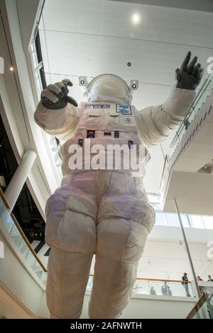 St. Paul, Minnesota.  Science museum of Minnesota.  A five story astronaut’s  space suit  to go along with the  Science Museums Space: An Out-of-Gravi