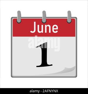 Calendar icon is the first number of the month.  Stock Vector