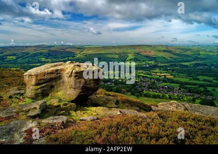 UK,Derbyshire,Peak District,Hope Valley from Bamford Edge Stock Photo
