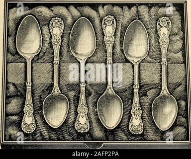 . Price list of the celebrated Rogers & Bro. A-1 electro silver plated spoons, forks, knives, etc.. Vassar Bon-Bon Spoon.For Prices, see page 71. Coj^ee Spools,. Tuxedo. Stock Photo